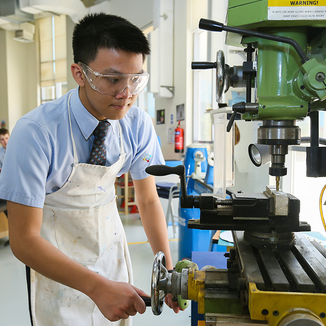 An MYP student in a Design Technology class