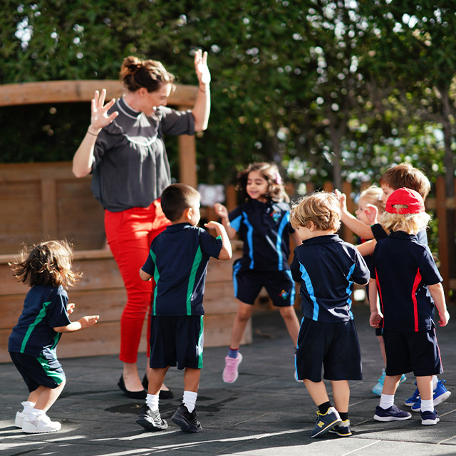 Kindergarten students making use of our outdoor facilities