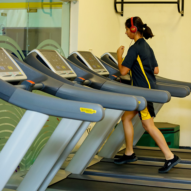 An MYP student making use of the Senior Gymnasium