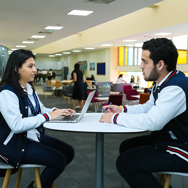 IBDP students studying in the Senior Lounge